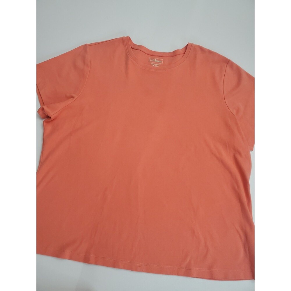 L.L.Bean Sportswear Women's Short Sleeve Casual Blouse, Orange,‎ 1X